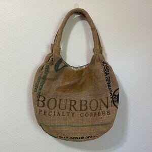 Upcycled Coffee Sack Burlap Tote Purse Lined